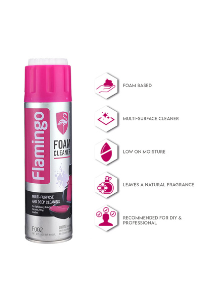 Flamingo Multi-Purpose Foam Cleaner 650ml for Car, Kitchen, Fabric, Leather - F002
