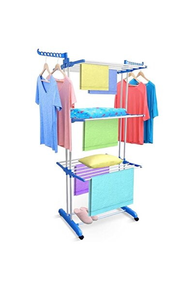 Generic رف تجفيف الملابس SKY-TOUCH ذو الثلاث طبقات، حامل ملابس قابل للطي، مصن...