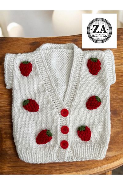 ZAHandmade Hand Knitted Strawberry Vest