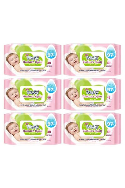 BabyJoy Baby Joy Sensitive Skin Wet Wipes, Unscented, 48 Wipes - 6pcs