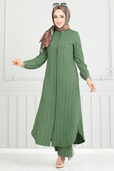 ModaMerve Gizli Düğmeli İkili Takım 5676EDF311-MS Haki