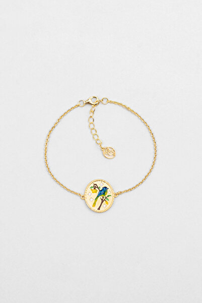 So CHIC... Serenat Kuşu 18 Ayar Sarı Altın Kaplama 19 Cm Gümüş Bileklik