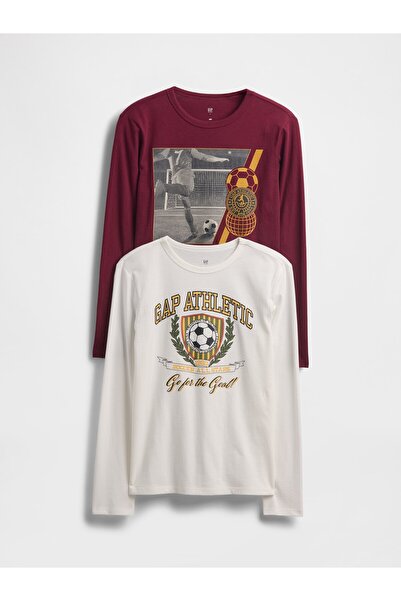 GAP Erkek Çocuk Bordo Grafik T-Shirt (2’li)