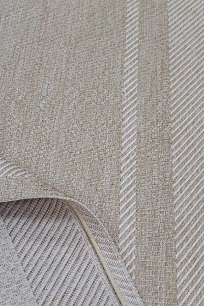 melian Mess Modern Tasarım Leke Tutmaz Kolay Temizlenir Salon Kaymaz Sisal halı 3948 vizon-krem