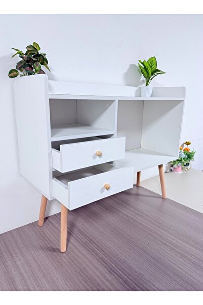 Raffine Floor standing storage rack with 2 spacious drawers and sofa side table 100x35x90 cm