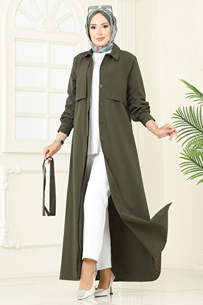 ModaMerve Bolero Detay Elbise Ferace 7010UZ662-MS Haki