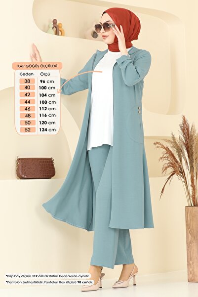 ModaMerve Front Zipper Hijab Suit 9025S324-Ms Light Mint