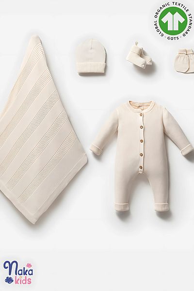 Naka Concept Gots Certified 100% Organic Cotton 5 Piece Baby Boy Hospital Discharge Set