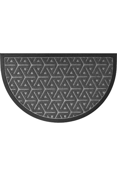 Luance Textured Geometric Design Half Round Shape Non-Slip Door Mat 45 x 75cm