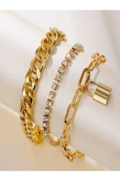 Alyas Aksesuar 3-Piece Gold Color Combination Bracelet