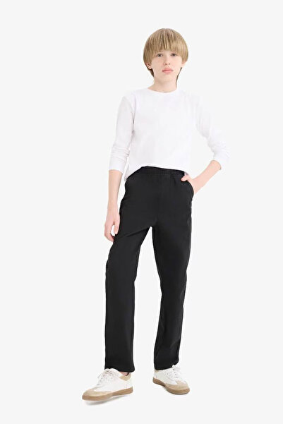 DeFacto Straight Leg Gabardine School Black Boy's Trousers T8850A6/Bk81