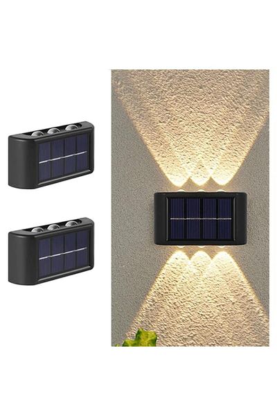 Generic ASLIDECOR 6 Led Solar Up Down Wall Lights, 2 Pack Warm White Illuminate Outdoor Wall Lamps for Hous