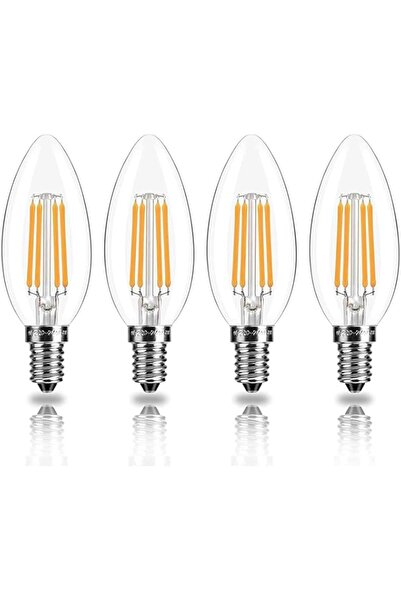 Generic مصباح ليد E14، 4 قطع من لمبات الإضاءة الخيطية 4 وات، ضوء C35 قابل للت...