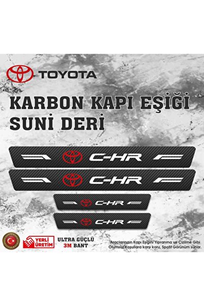 ototime Toyota CHR Uyumlu Deri Karbon Kapı Eşiği Koruyucu Bant 4 adet