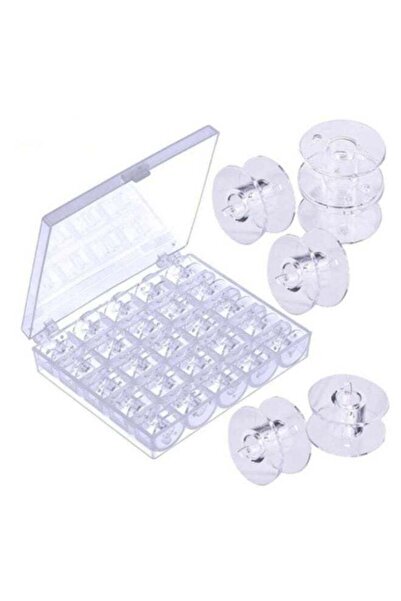 Generic مجموعة بكرات الخياطة مع حقيبة شفافة، 25 قطعة، 2 × 1 سم