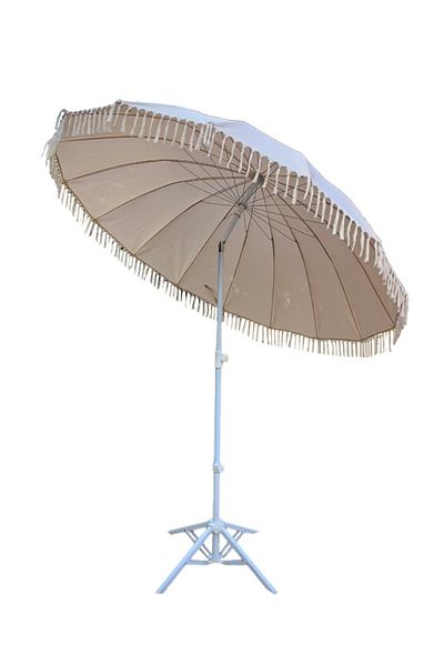 TWT Fringe Tassel Detail Tilt Mechanism Parasol with Base 2.2m