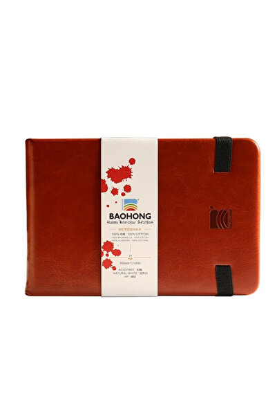 BAOHONG Watercolor Academy Leather Covered Sketchbook (Hot Press) 9X14Cm, 100...