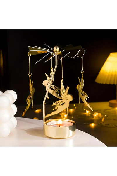 Wolawood Yanınca Otomatik Dönen Yaratıcı Metal Şamdan Mumluk Altın Renk Özel ...