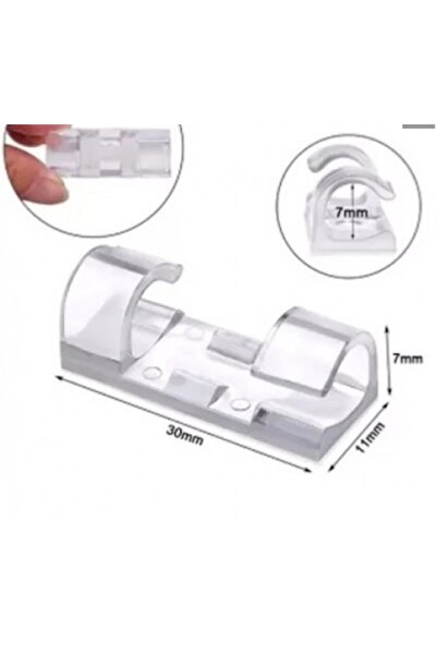 Alışveriş Kapısı 20'li Yapışkanlı Kablo Sabitleyici Şeffaf Klips