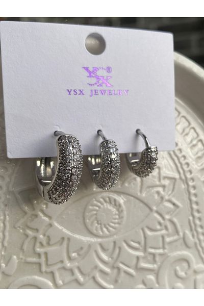 Brethils Ysx Zircon Stone Full Round Earring Set Tarnish Free Guaranteed Billed 925S Plated