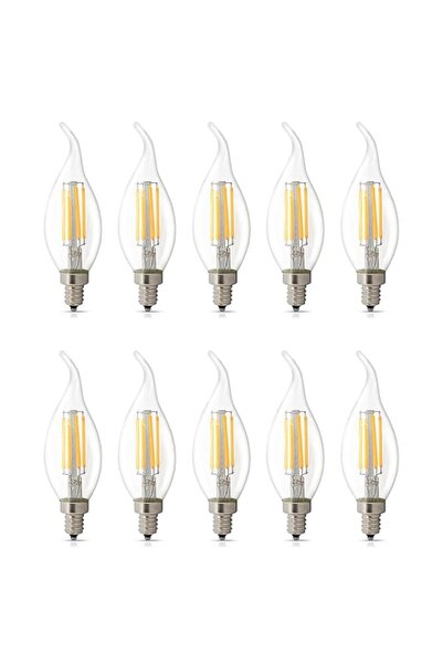 Generic 10 Pack E14 LED Dimmable 4W Warm White 2700K, C35 Bent Tip Flame Shap...