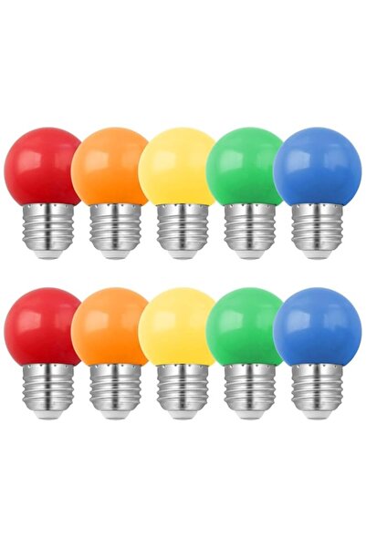 Generic 10 Pack E27 Coloured LED Bulbs, 1W G45 Colours Bulbs, Mixed Colours R...