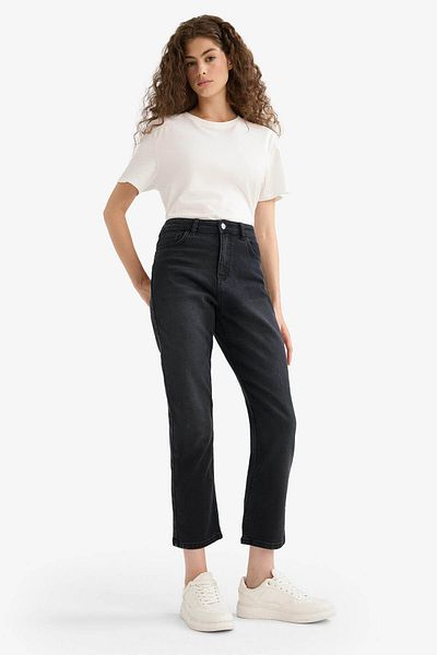 DeFacto Mary Vintage Straight Fit Black Women's Jean Pants E9819Ax/Nm40