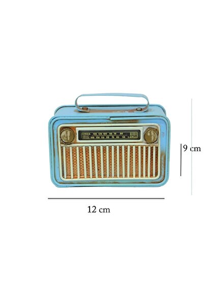 Kuzey Tacı Mini Dekoratif Metal Nostaljik Radyo Modeli Mavi Vip