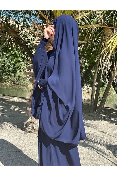 NAKŞİDİL Needle Veil Bed Sheet Medina Silk Navy Blue