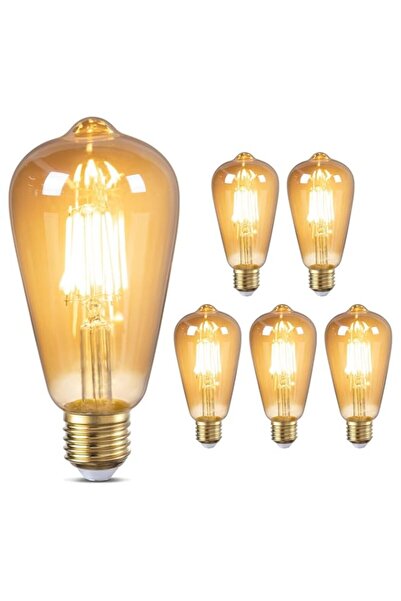 Generic BIGTHREE LED Edison Bulb, 6 Packs 4W E27 Edison Screw Bulb, ST64 Vint...
