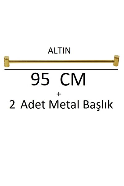VENTİ PERDE ALTIN SARISI METAL BRİZ ÇUBUĞU 1 ADET + BAŞLIKLARI