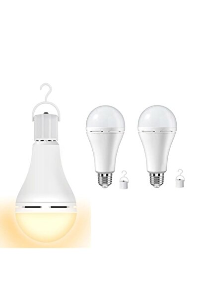 Generic عبوة من لمبتين قابلتين لإعادة الشحن، 12 وات، مصباح LED يعمل بالبطارية...