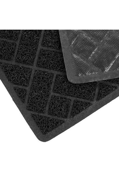 TOPI TOY Entrance mat, black, flowers, terry, with pattern, 60×40 cm