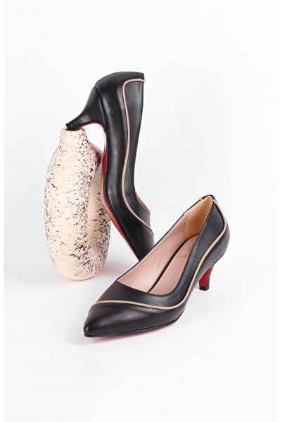 Extra Shoes İstanbul Women's Hazelnut Heels Mirrored Jurdan Black Skin Beige ...