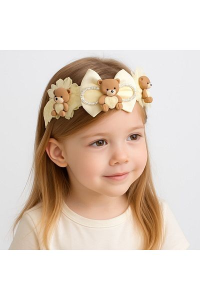 SeaBubbles Girl's Crown with Teddy Bear Standard Cream