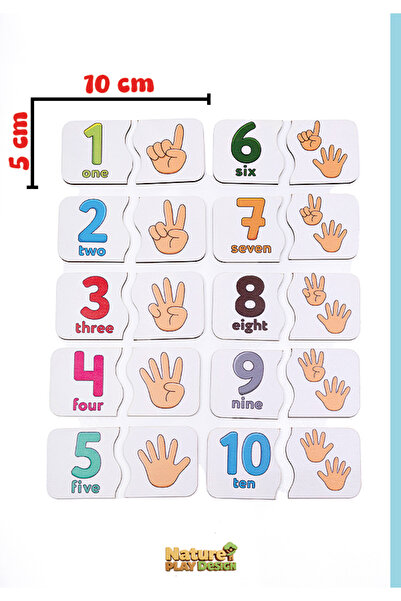 Natureplaydesign لعبة مطابقة الأرقام لعبة تعليمية خشبية مكونة من قطعتين لعبة مطابقة الأرقام واليد الخشبية