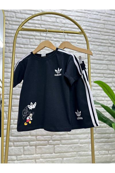 Karan Kids Boy's Back Print Detail Black Shorts Suit