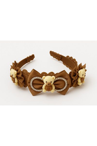 SeaBubbles Girl's Crown with Teddy Bear Standard Brown