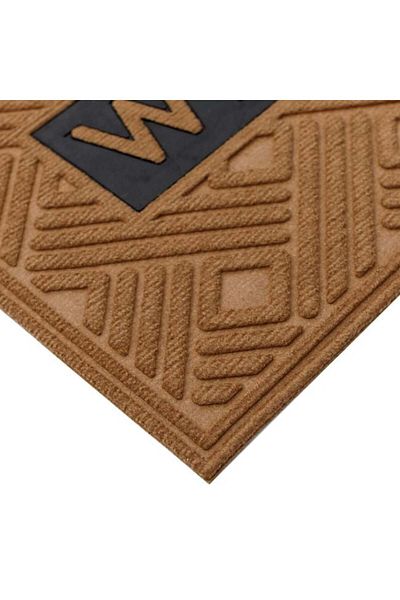 TOPI TOY Entrance mat, brown with black, geometric pattern, Welcome message, 75×45 cm