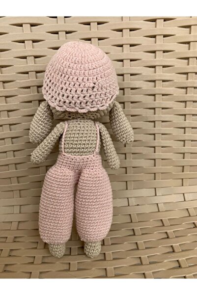 CraftyCorner El Yapımı Amigurumi Pembe Tulumlu Tavşan Oyuncak - Organik Uyku Arkadaşı