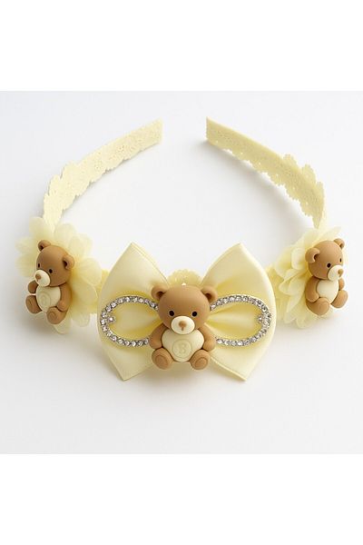 SeaBubbles Girl's Crown with Teddy Bear Standard Cream