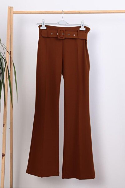 DYCboutiq Beli kemerli krep tarçın İspanyol paça