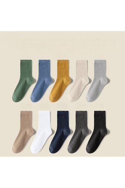 OEM Set of 10 pairs of men's socks, cotton, elastic, multicolor, size EU 39-43