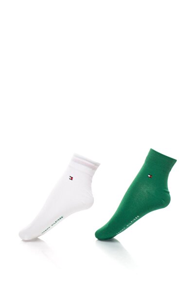 Tommy Hilfiger , Set of Short Socks - 2 Pairs, White and Green, Size 39-42