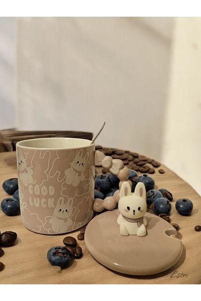 lstri Cute Teddy Bear Patterned Ceramic Mug Stylish Coffee and Tea Cup 350 ml