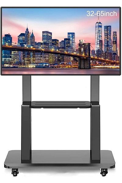 Generic Rotating TV Cart for Flat Screens, 32-65 Inch Adjustable TV Stand with Lockable Wheels