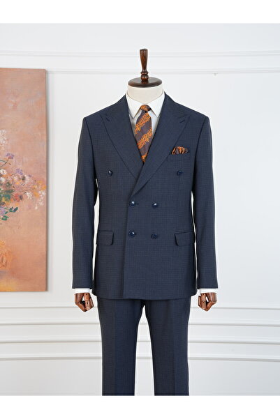 LONATOLİA Premium Men's Slim Fit Italian Style Half Lined Shredded Double Bre...