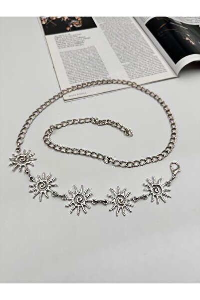 MODAM HİFA New Sun Figured Chain Belt Women's Belt Dress Belt Shirt Belt Body Belt Waist Belt