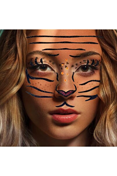 Flippy Temporary Face Sticker, Flippy, Makeup, Face Art, Halloween, Theatre, Tiger Model, Brown