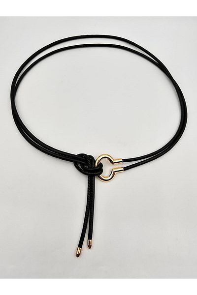 MODAM HİFA Gold Buckle Chain Belt Women's Belt Dress Belt Rope Belt Coat Belt